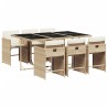 Ensemble à manger de jardin et coussins 7 pcs beige poly rotin 