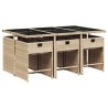 Ensemble à manger de jardin et coussins 7 pcs beige poly rotin 