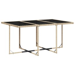 Ensemble à manger de jardin et coussins 7 pcs beige poly rotin 