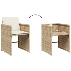 Ensemble à manger de jardin et coussins 7 pcs beige poly rotin 