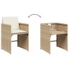 Ensemble à manger de jardin et coussins 7 pcs beige poly rotin 