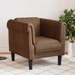 Fauteuil marron similicuir daim 