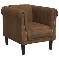 Fauteuil marron similicuir daim 