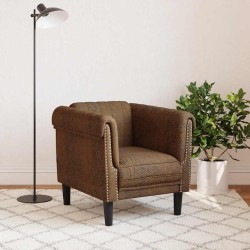 Fauteuil marron similicuir daim 