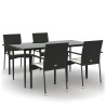 Ensemble à manger de jardin coussins 5pcs Noir Résine tressée 