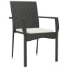 Ensemble à manger de jardin coussins 5pcs Noir Résine tressée 