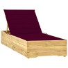 Chaise longue avec coussin bordeaux Bois de pin imprégné 