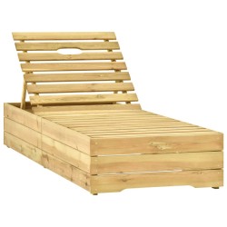 Chaise longue avec coussin bordeaux Bois de pin imprégné 