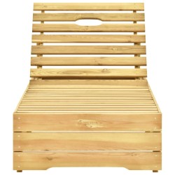 Chaise longue avec coussin bordeaux Bois de pin imprégné 