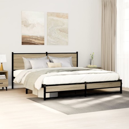 Cadre de lit en métal sans matelas chêne sonoma 183x213 cm 