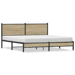 Cadre de lit en métal sans matelas chêne sonoma 183x213 cm 
