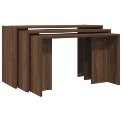 Tables gigognes 3 pcs chêne marron bois d'ingénierie 