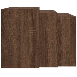 Tables gigognes 3 pcs chêne marron bois d'ingénierie 