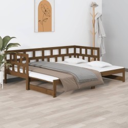 Lit coulissant sans matelas marron miel 2x(90x190) cm 