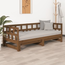 Lit coulissant sans matelas marron miel 2x(90x190) cm 