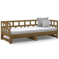 Lit coulissant sans matelas marron miel 2x(90x190) cm 