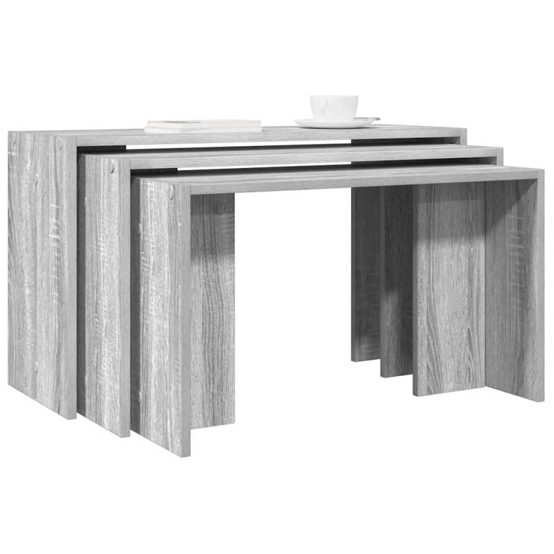 Tables gigognes 3 pcs sonoma gris bois d'ingénierie 