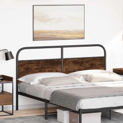 Tête de lit chêne fumé 150 cm acier et bois d'ingénierie 