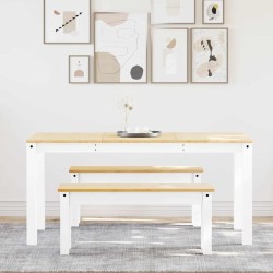 Ensemble à manger Panama 3 pcs blanc bois de pin massif 