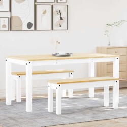 Ensemble à manger Panama 3 pcs blanc bois de pin massif 