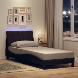 Cadre de lit sans matelas marron foncé 90x200 cm tissu 