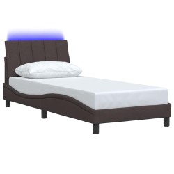 Cadre de lit sans matelas marron foncé 90x200 cm tissu 