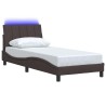 Cadre de lit sans matelas marron foncé 90x200 cm tissu 
