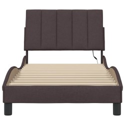 Cadre de lit sans matelas marron foncé 90x200 cm tissu 