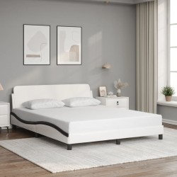 Cadre de lit sans matelas blanc et noir 160x200 cm similicuir 