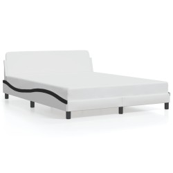 Cadre de lit sans matelas blanc et noir 160x200 cm similicuir 