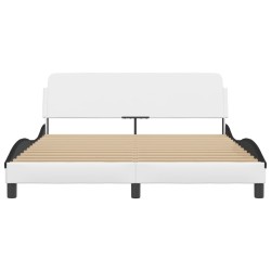 Cadre de lit sans matelas blanc et noir 160x200 cm similicuir 