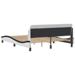 Cadre de lit sans matelas blanc et noir 160x200 cm similicuir 