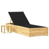 Chaise longue de jardin avec table et coussin Pin imprégné 