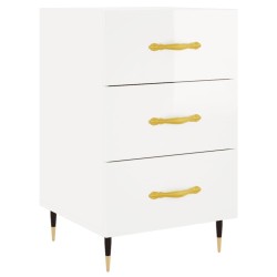 Table de chevet blanc brillant 40x40x66 cm bois d'ingénierie 
