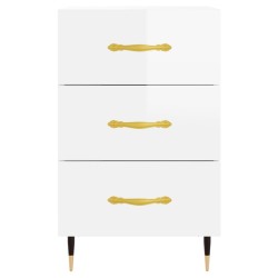 Table de chevet blanc brillant 40x40x66 cm bois d'ingénierie 