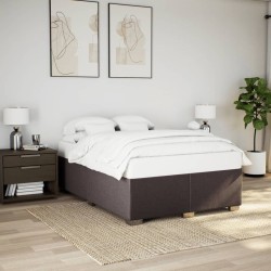 Cadre de lit sans matelas marron foncé 140x200 cm tissu 