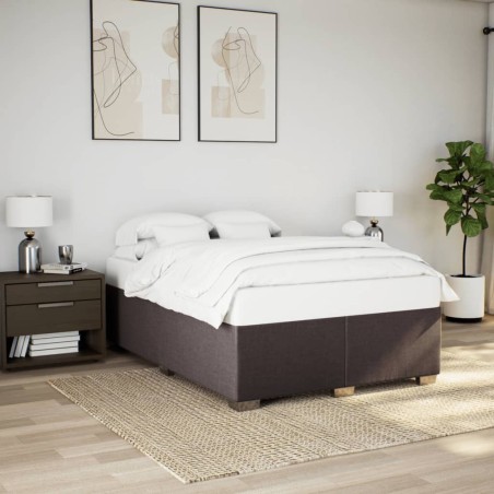Cadre de lit sans matelas marron foncé 140x200 cm tissu 