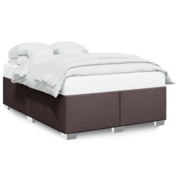 Cadre de lit sans matelas marron foncé 140x200 cm tissu 