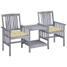 Chaises de jardin avec table à thé et coussins Acacia solide 