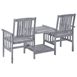 Chaises de jardin avec table à thé et coussins Acacia solide 