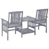 Chaises de jardin avec table à thé et coussins Acacia solide 