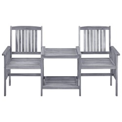 Chaises de jardin avec table à thé et coussins Acacia solide 
