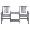 Chaises de jardin avec table à thé et coussins Acacia solide 