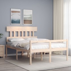 Lit pour personne âgée sans matelas 140x190 cm bois massif 