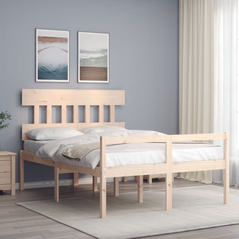 Lit pour personne âgée sans matelas 140x190 cm bois massif 