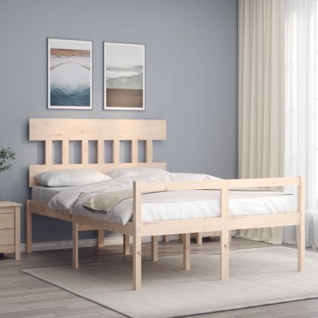 Lit pour personne âgée sans matelas 140x190 cm bois massif 