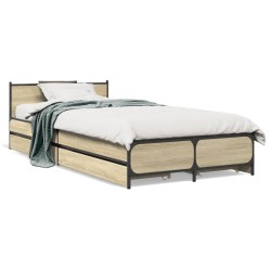 Cadre de lit avec tiroirs sans matelas chêne sonoma 90x200 cm 