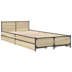 Cadre de lit avec tiroirs sans matelas chêne sonoma 90x200 cm 