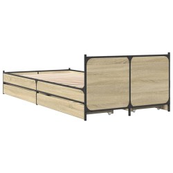 Cadre de lit avec tiroirs sans matelas chêne sonoma 90x200 cm 