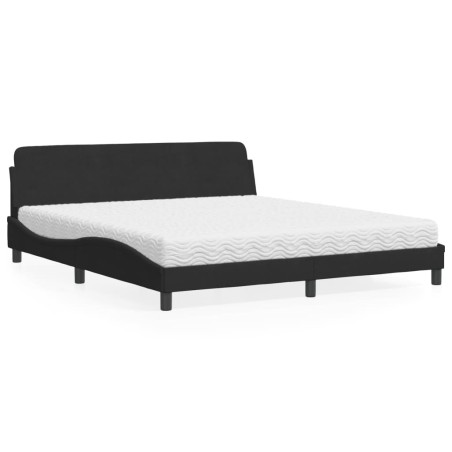 Lit avec matelas noir 180x200 cm velours 